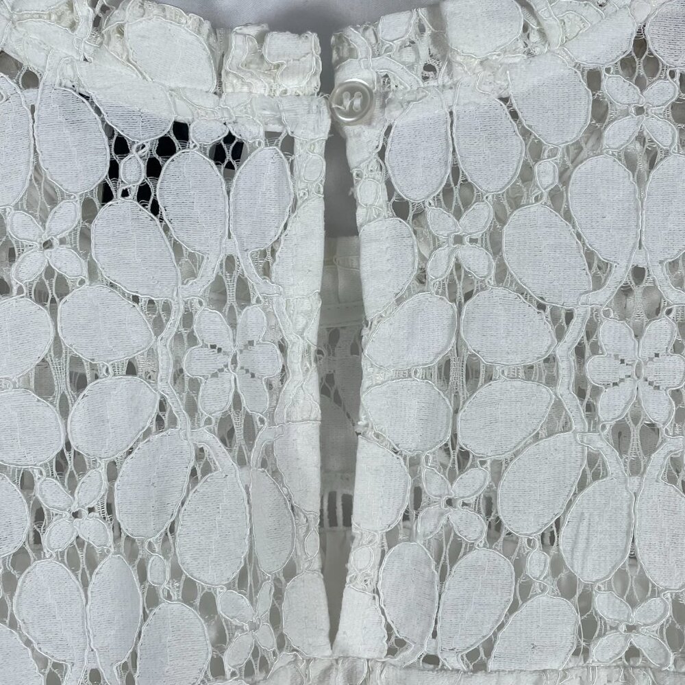 Halogen White Lace Shift Dress Long Sleeve Cotton Blend Size M - Picture 6 of 12